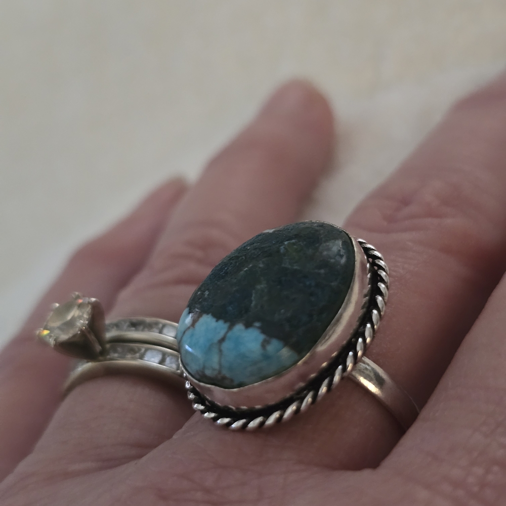 Turquoise Stone Silver Ring - Picture 9 of 9